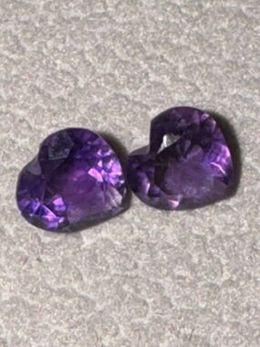 Heart Cut Loose Amethyst Gemstones Pair | Purple February Birthstone